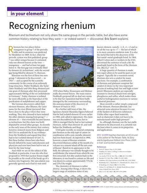 Recognizing rhenium .
